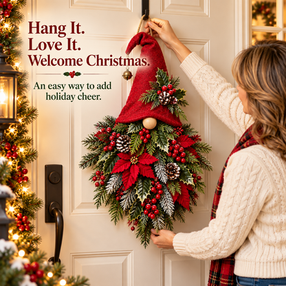 🎄🧙‍♂️ Christmas Evergreen Gnome Door Hanger