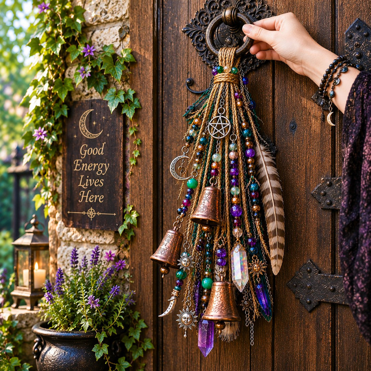 ⭐2026 USA Sale: Up to 50% OFF -🔮Witchy Door Charm - Bells, Crystals & Celestial Hanging Decor