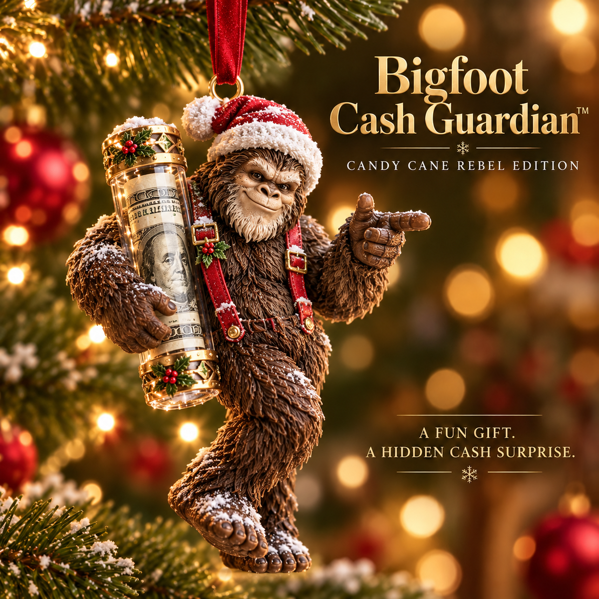 🎄👣 Bigfoot Cash Keeper™ – 15 Funny Christmas Cash Holder Ornaments 💵🎁