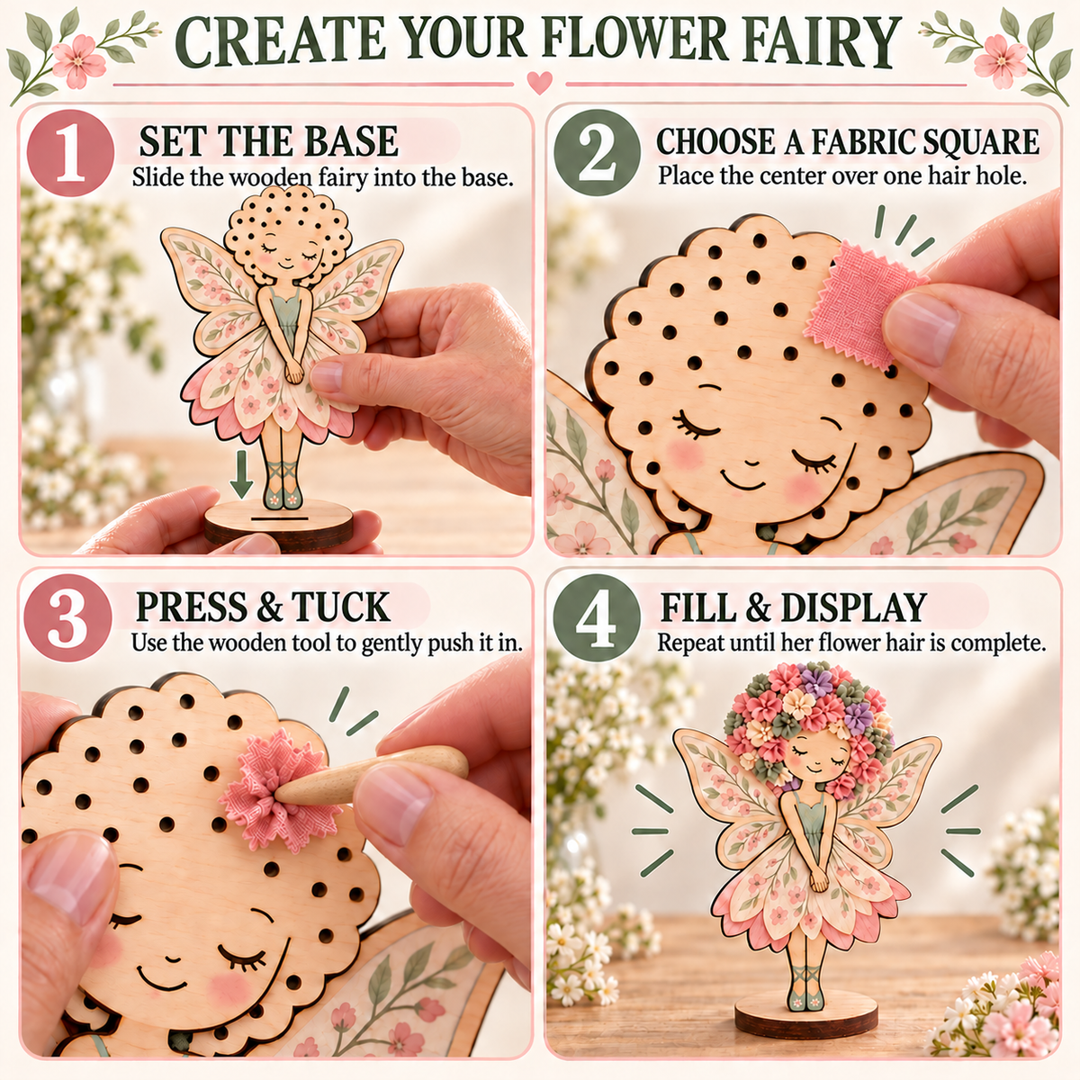 Four step Flower Fairy DIY process