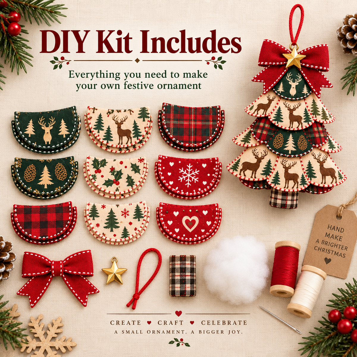 2027 Nestmiro® Patchwork Christmas Tree DIY Kit – 5 Festive Holiday Designs