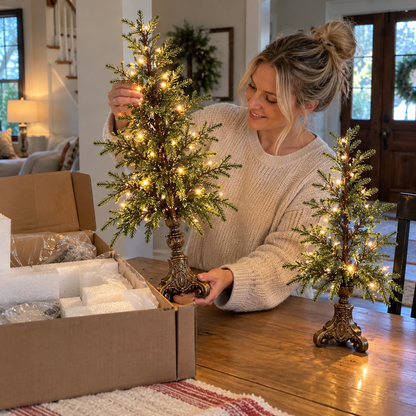Vintage Lighted Norfolk Pine Trees
