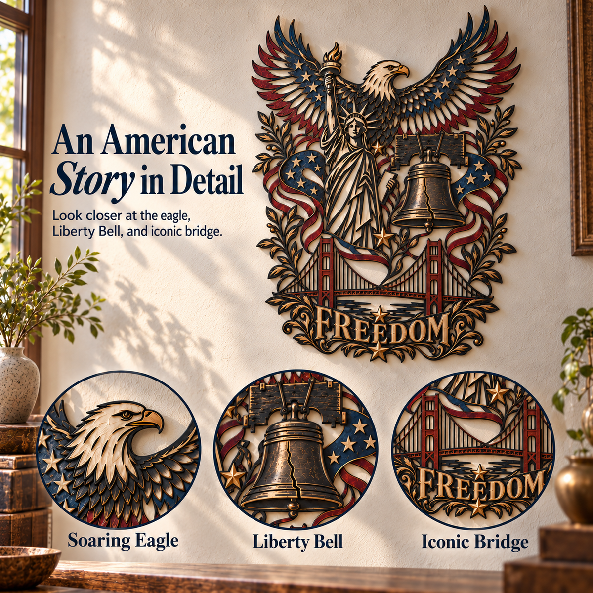 🇺🇸 Spirit of Freedom – American Heritage Iron Wall Art 🦅