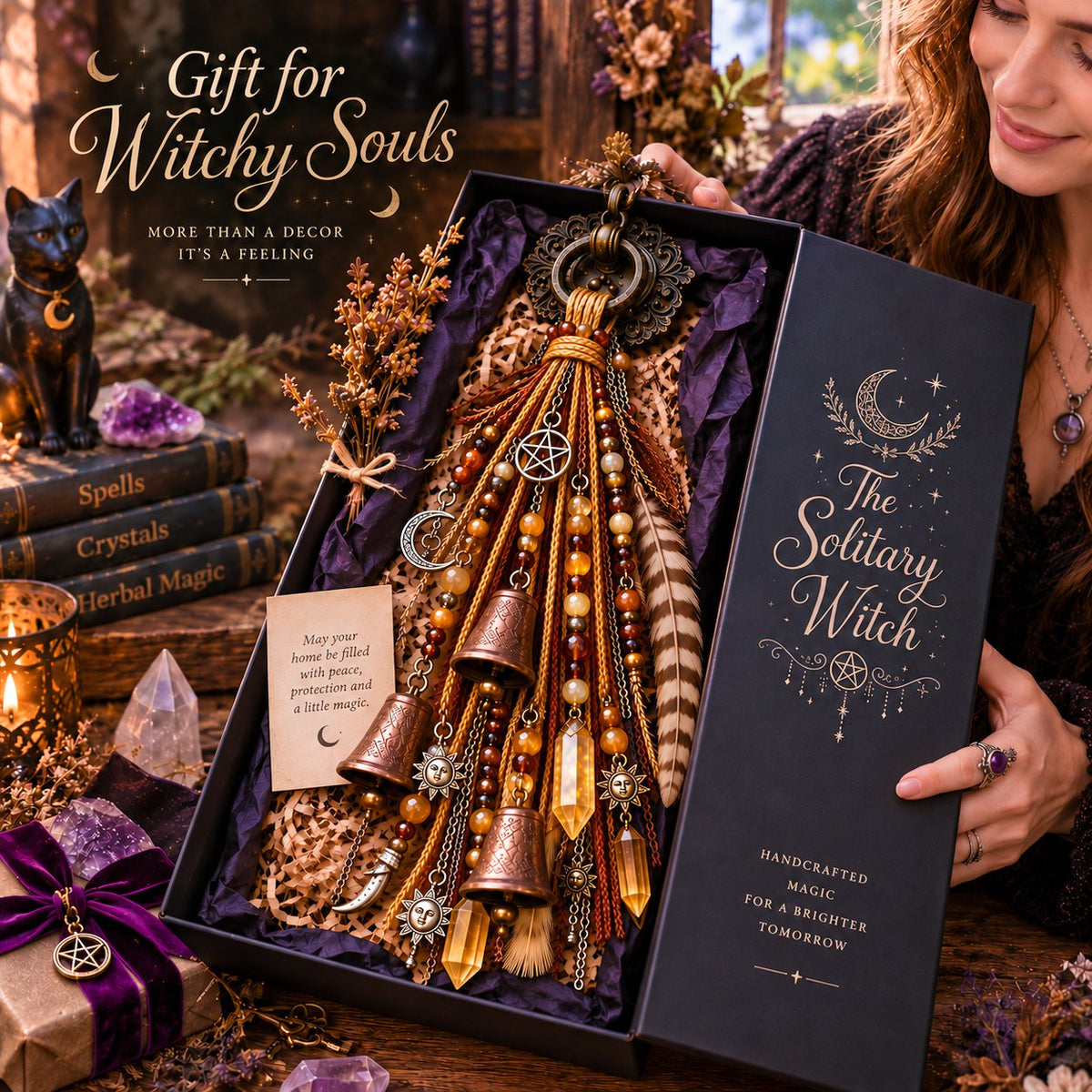 ⭐2026 USA Sale: Up to 50% OFF -🔮Witchy Door Charm - Bells, Crystals & Celestial Hanging Decor