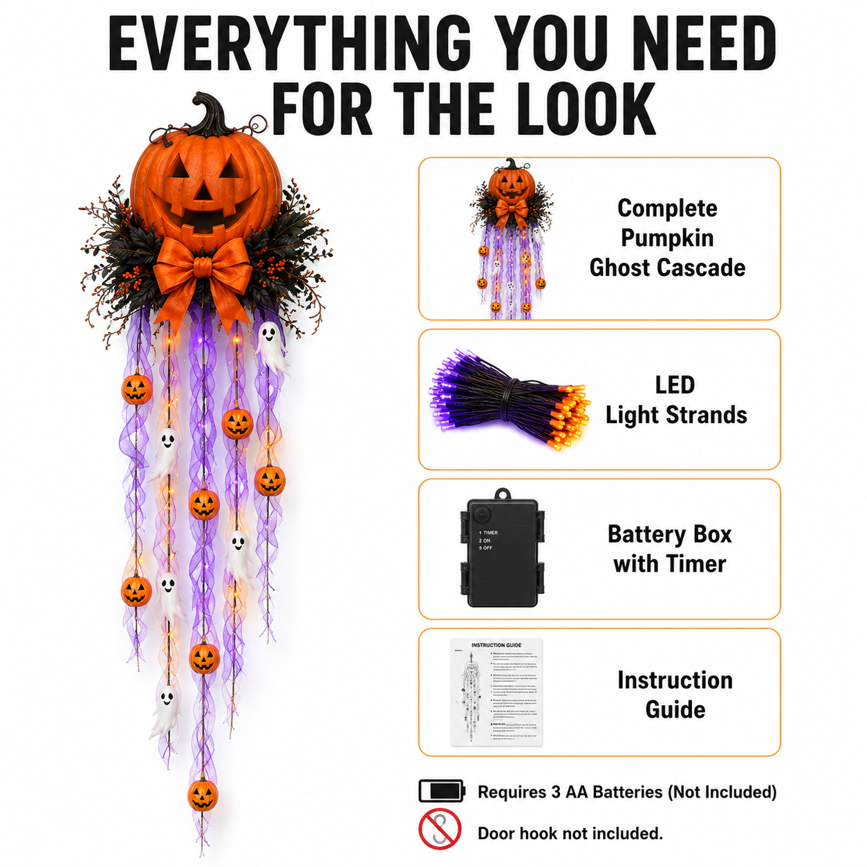 👻 Lighted Pumpkin & Ghost Door Cascade🛒