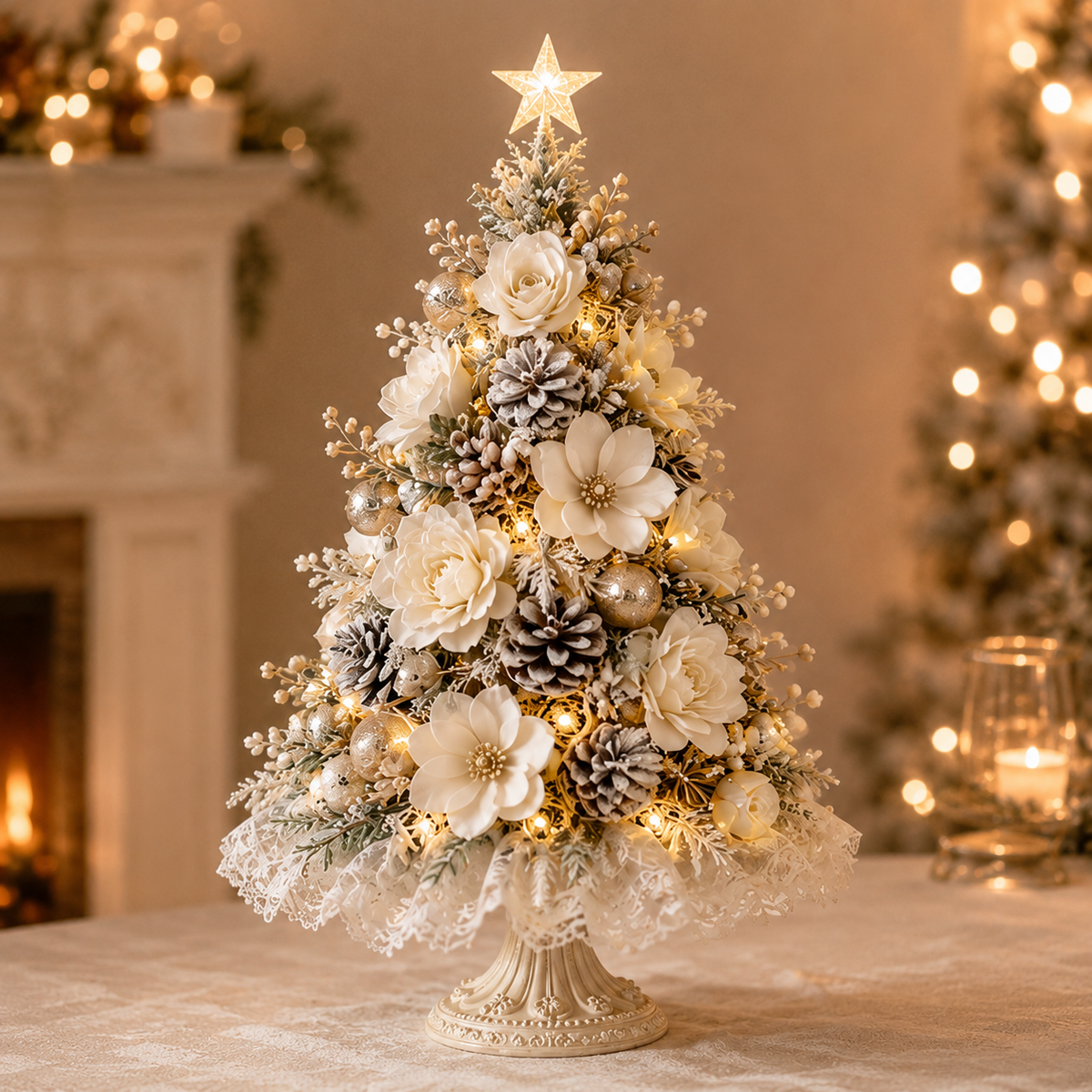 🌸Blush Blossom Illuminated Christmas Tree