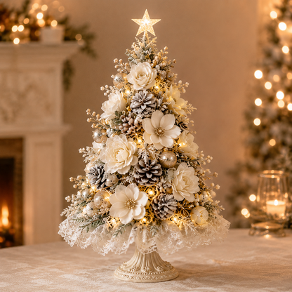 🌸Blush Blossom Illuminated Christmas Tree