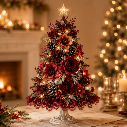 🌸Blush Blossom Illuminated Christmas Tree