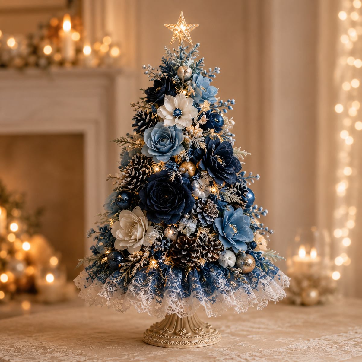 🌸Blush Blossom Illuminated Christmas Tree