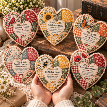 ❤️Patchwork Heart of Faith – Inspirational Scripture Keepsake