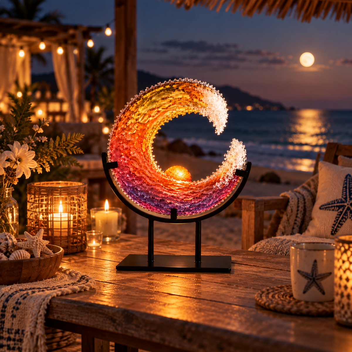 🔥😍Sunset Ocean Wave Sculpture – Coastal Decor & Meaningful Gift