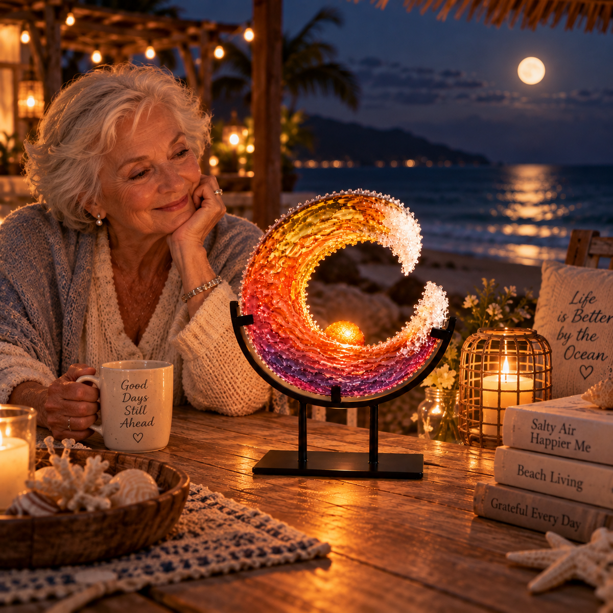 🔥😍Sunset Ocean Wave Sculpture – Coastal Decor & Meaningful Gift