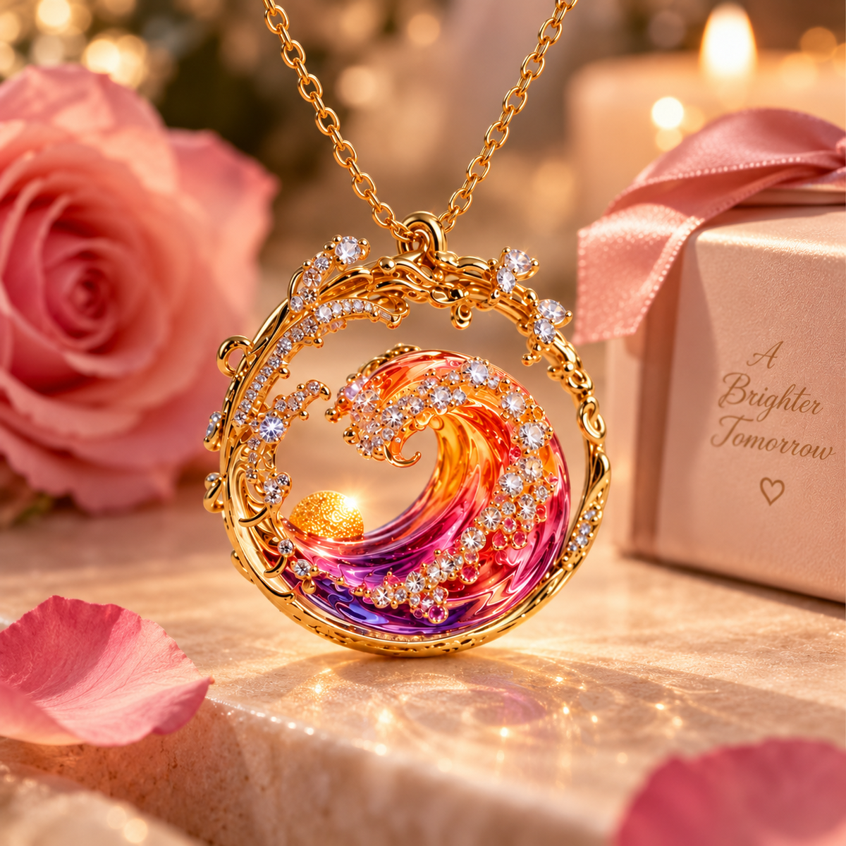 🔥😍 Sunset Wave Pendant Necklace