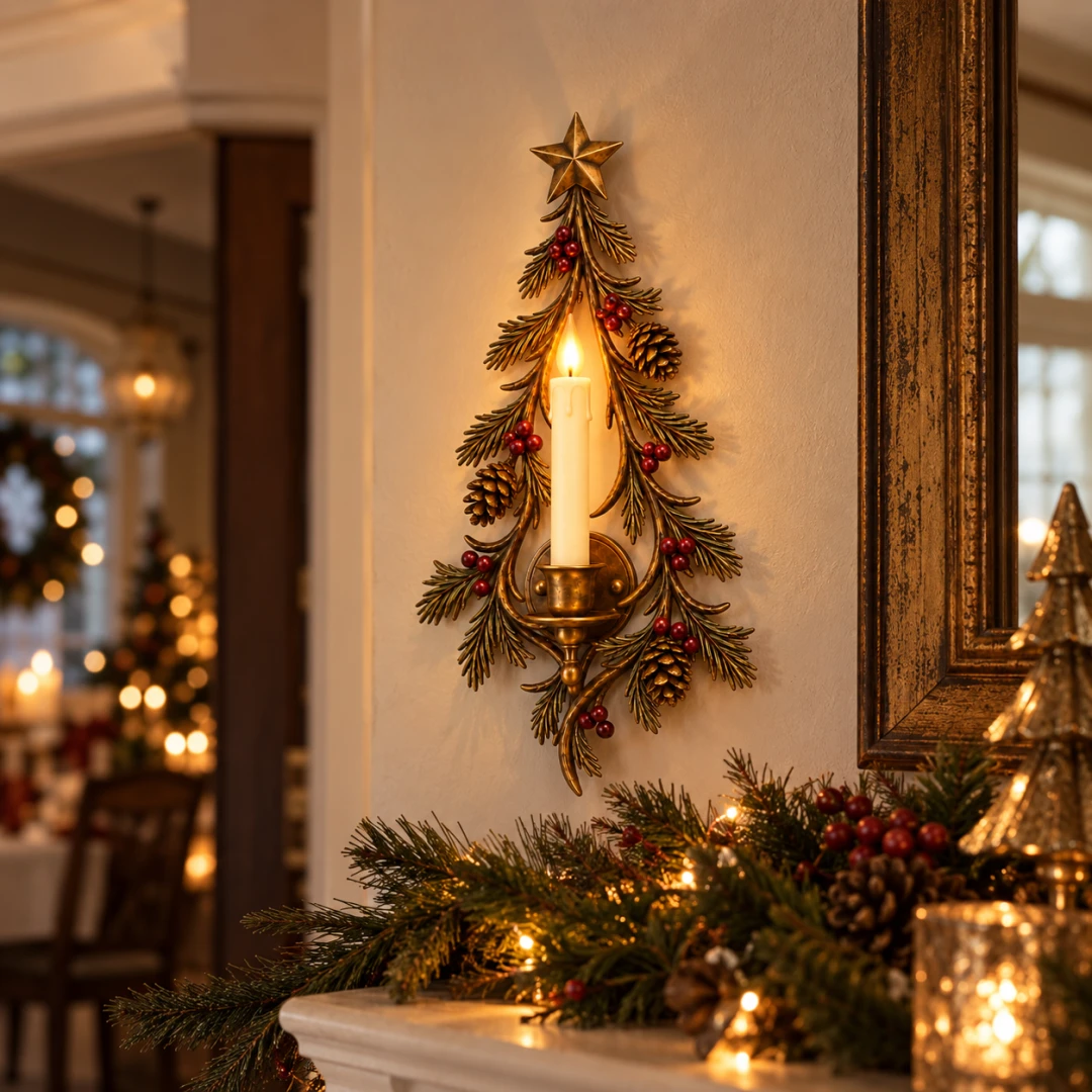 Old-World Christmas Tree Candle Sconce