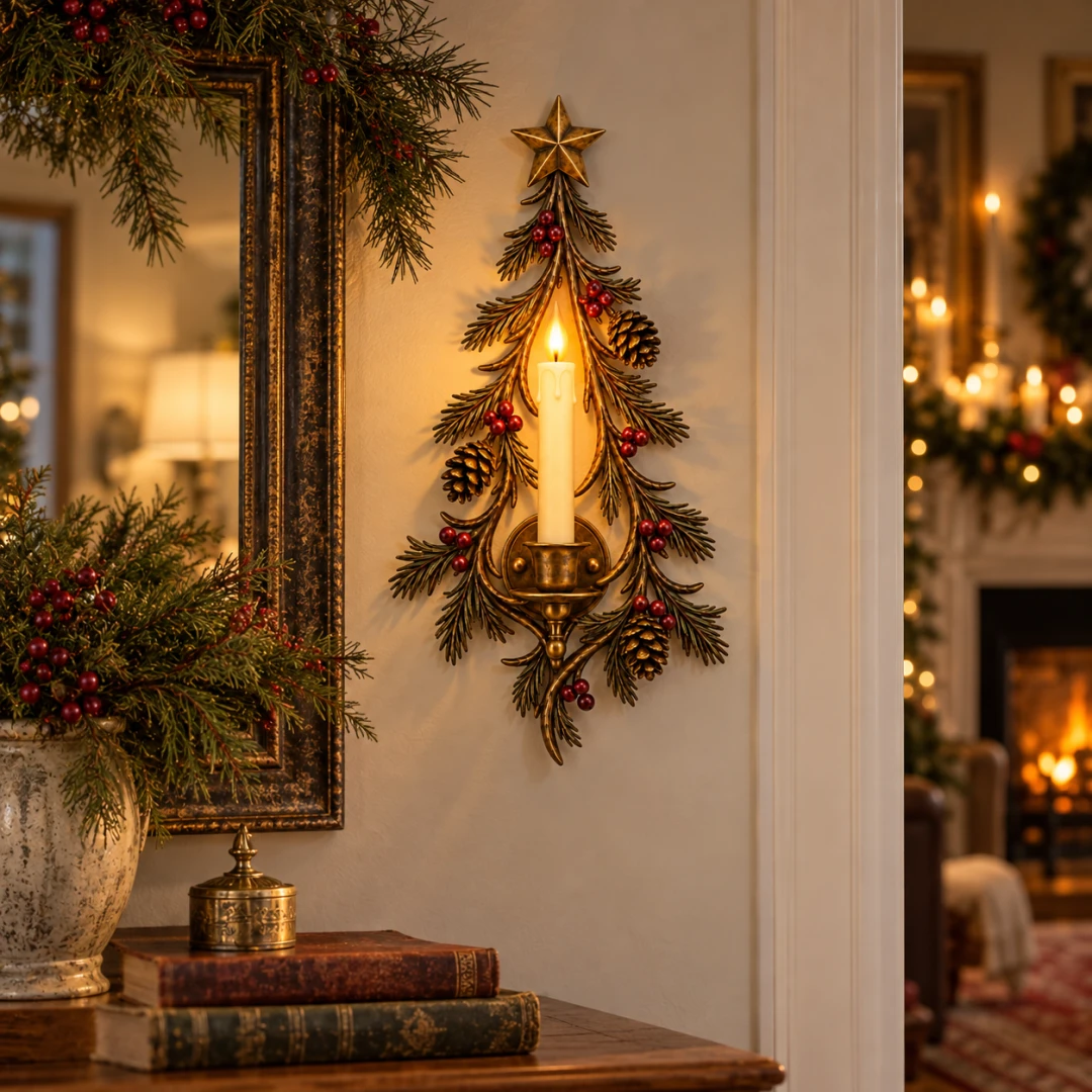 Old-World Christmas Tree Candle Sconce