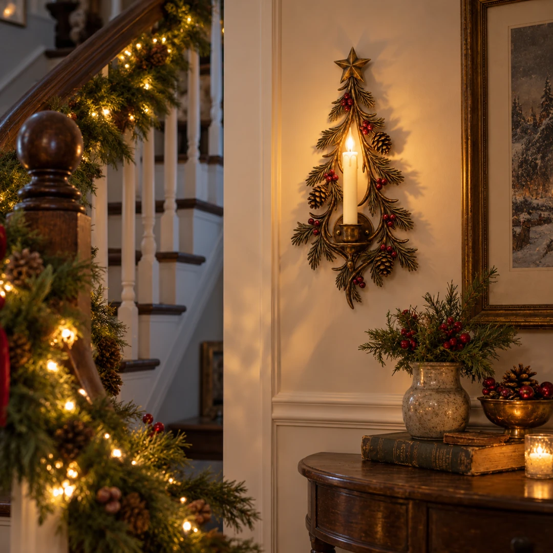 Old-World Christmas Tree Candle Sconce