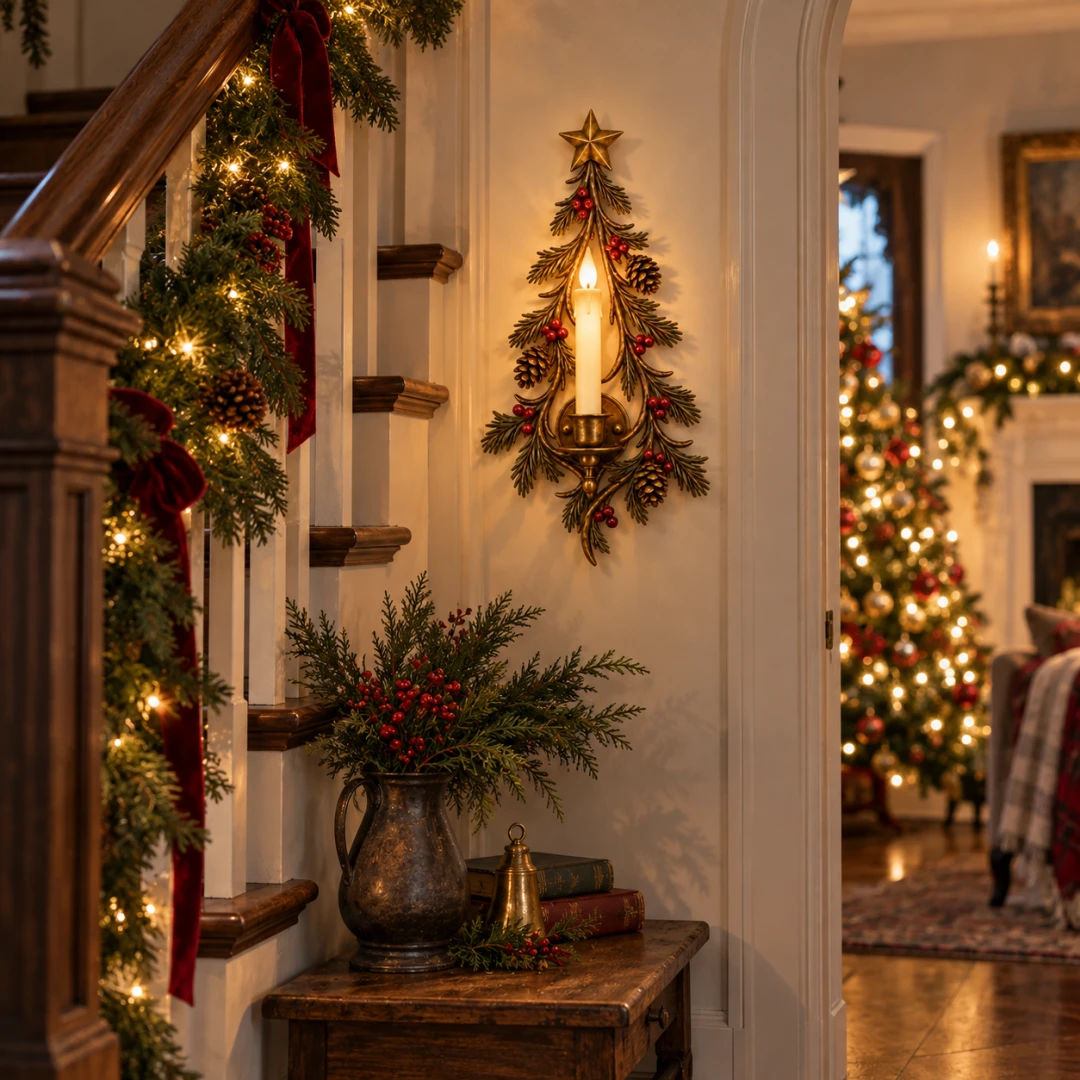 Old-World Christmas Tree Candle Sconce