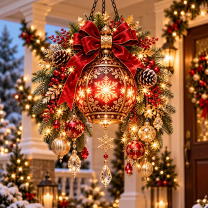 🔥🎄 Christmas Porch Glow™ – Pre-Lit Holiday Lantern & Evergreen Decor | 3 Festive Styles