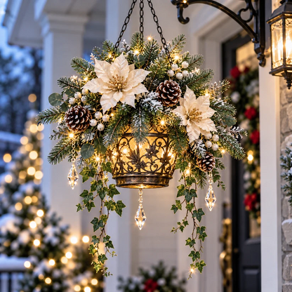 🔥🎄 Christmas Porch Glow™ – Pre-Lit Holiday Lantern & Evergreen Decor | 3 Festive Styles