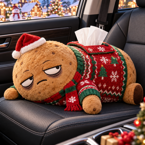 🎅Lazy Potato Christmas Car Tissue Buddy  –🥔 Funny Slacker Holiday Car Decor