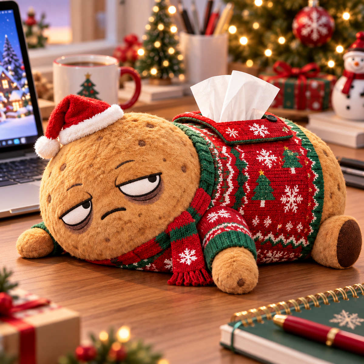 🎅Lazy Potato Christmas Car Tissue Buddy  –🥔 Funny Slacker Holiday Car Decor