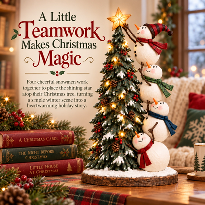 ❄️Snowmen Topping the Christmas Tree – Lighted Christmas Figurine