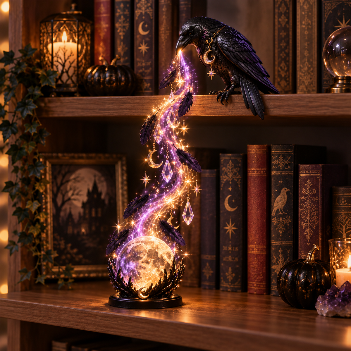 Raven Halloween Magic Cascade Shelf Light