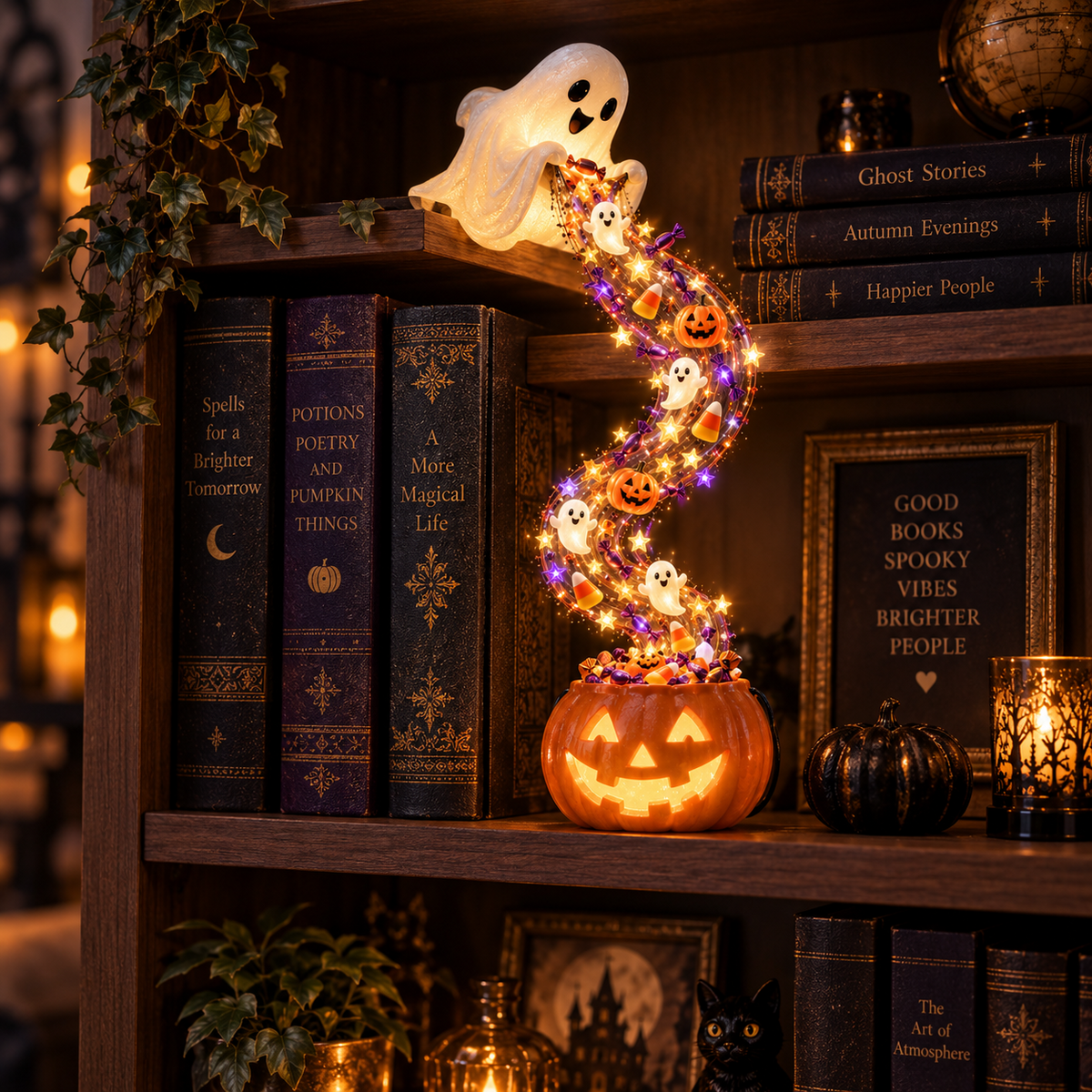 🔥😍Spooky Cascade Shelf Light – Halloween Bookcase Accent