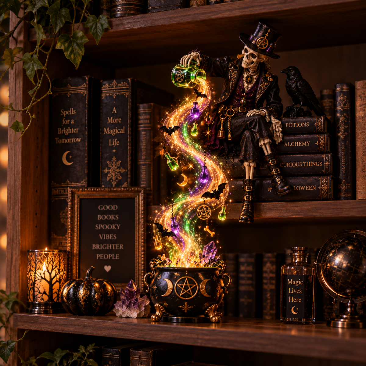 🔥😍Spooky Cascade Shelf Light – Halloween Bookcase Accent