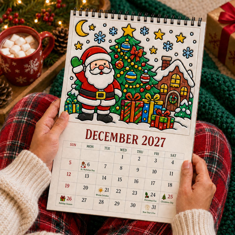 December 2027 coloring calendar