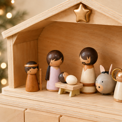 🔥100% Hand-Carved from Solid Wood -✝️Nativity Advent Calendar 2026