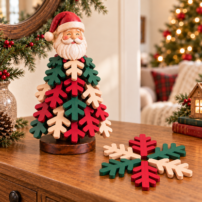 🎄 Christmas Snowflake Character Coasters with Festive Tabletop Holder