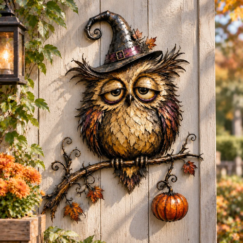 ✨Whimsical Halloween Wall Decor Collection – Owl, Witch, Black Cat & Raven