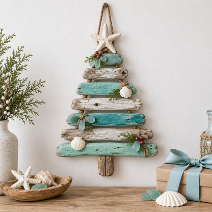 🔥😍Coastal Holiday Tree – Glowing Beach House Wall Decor🌊🎄