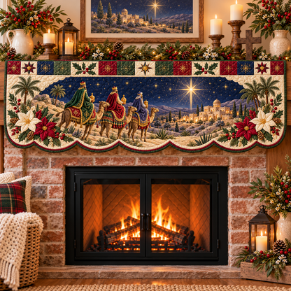 ✨✝️Christmas Blessings – Quilted Mantel Scarf Collection