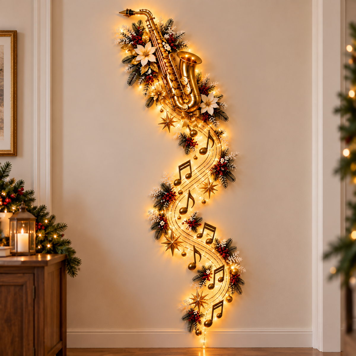 Saxophone musical Christmas wall decor