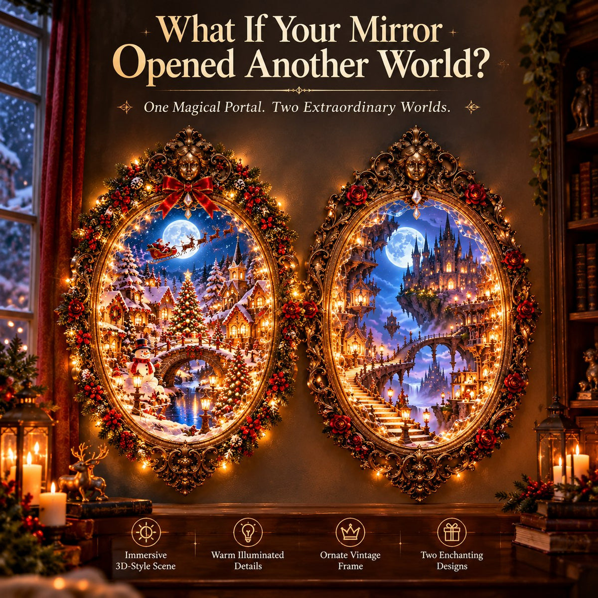 ✨Enchanted Christmas Village™ – Magical Lighted Christmas Wall Art
