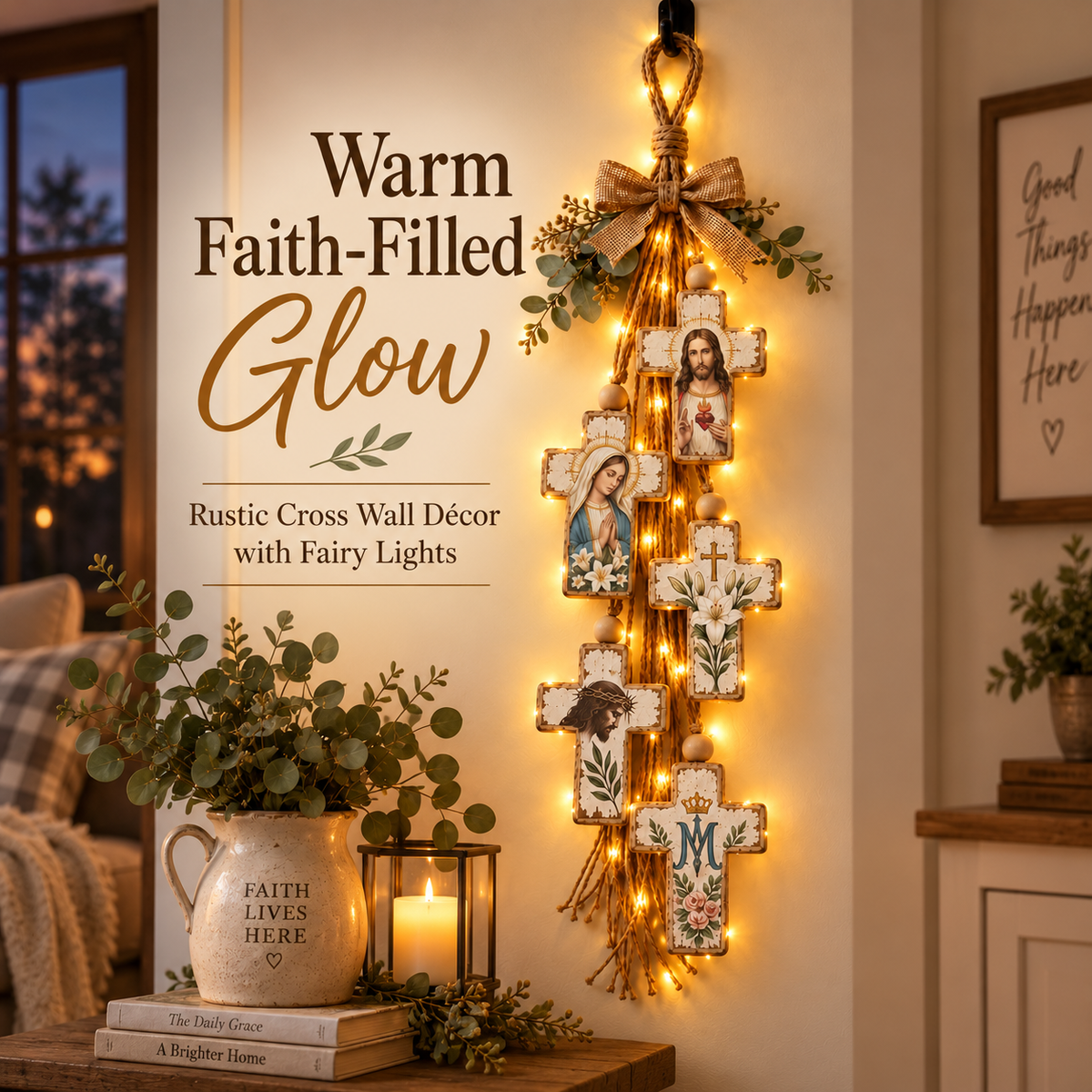 ✝️Faith & Grace Rustic Cross Wall Hanging