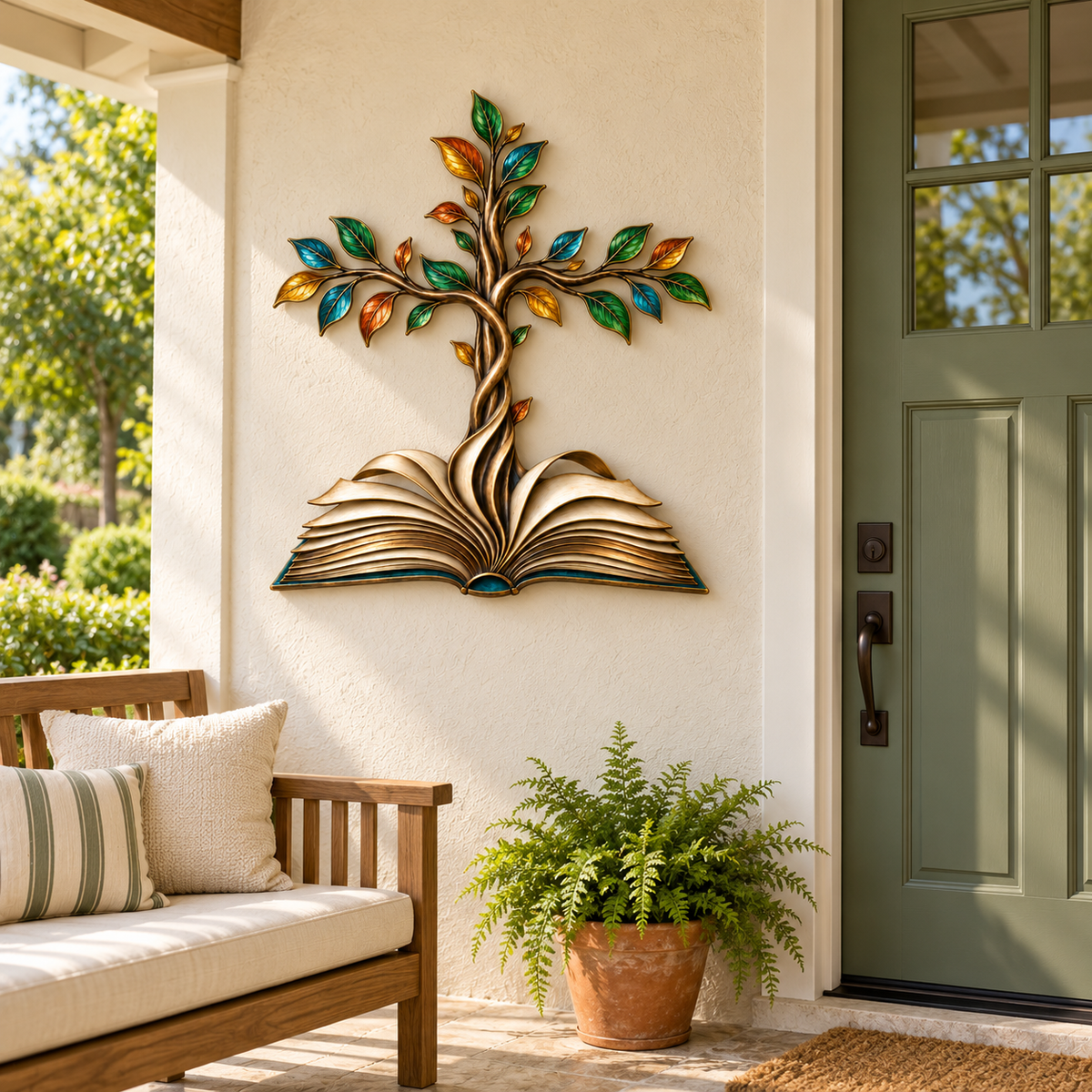 ✝️📖Rooted in Grace – Book & Cross Tree Metal Wall Art