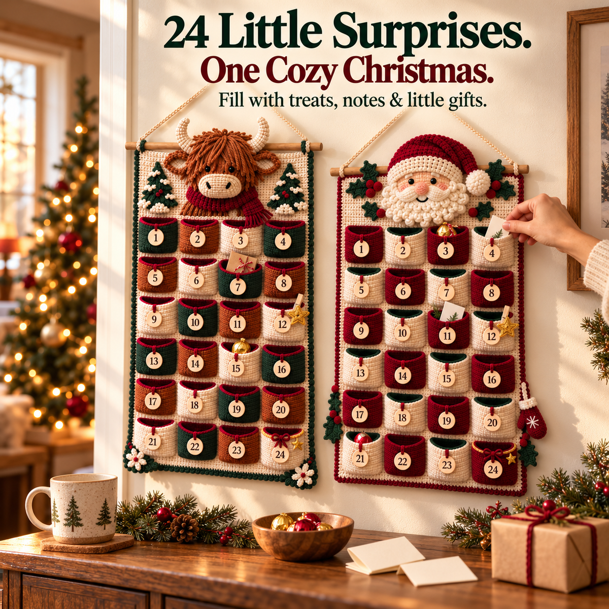 🎄 Christmas Crochet Advent Calendar DIY Kit – 24 Little Surprises, One Cozy Family Tradition