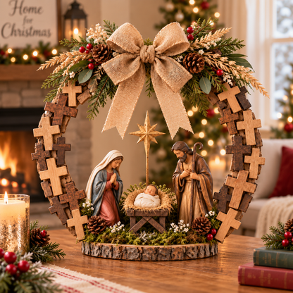 ✝️🙏Crosses of Bethlehem™ Nativity Christmas Wreath✨