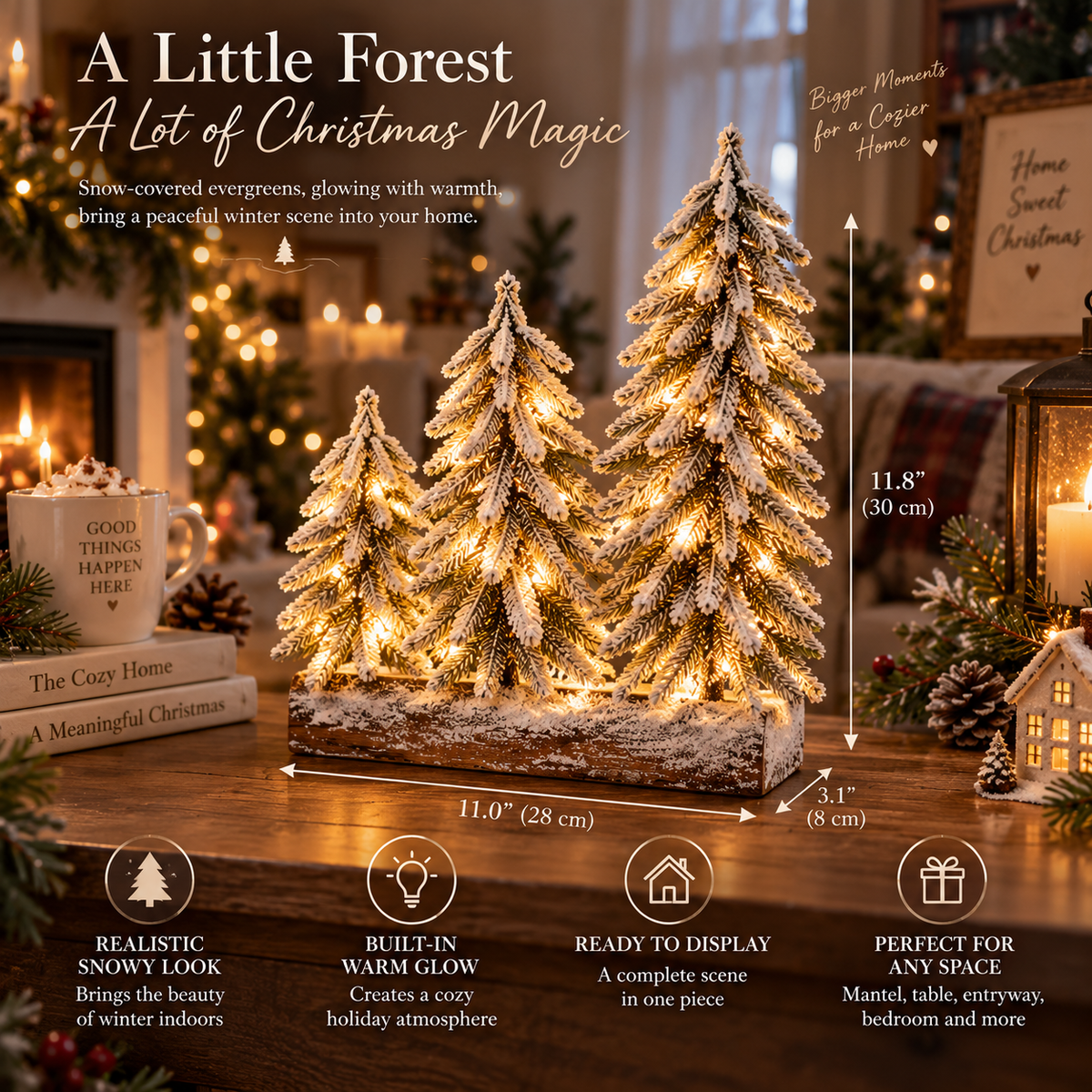 Lighted Snowy Woodland Tabletop Christmas Tree Forest
