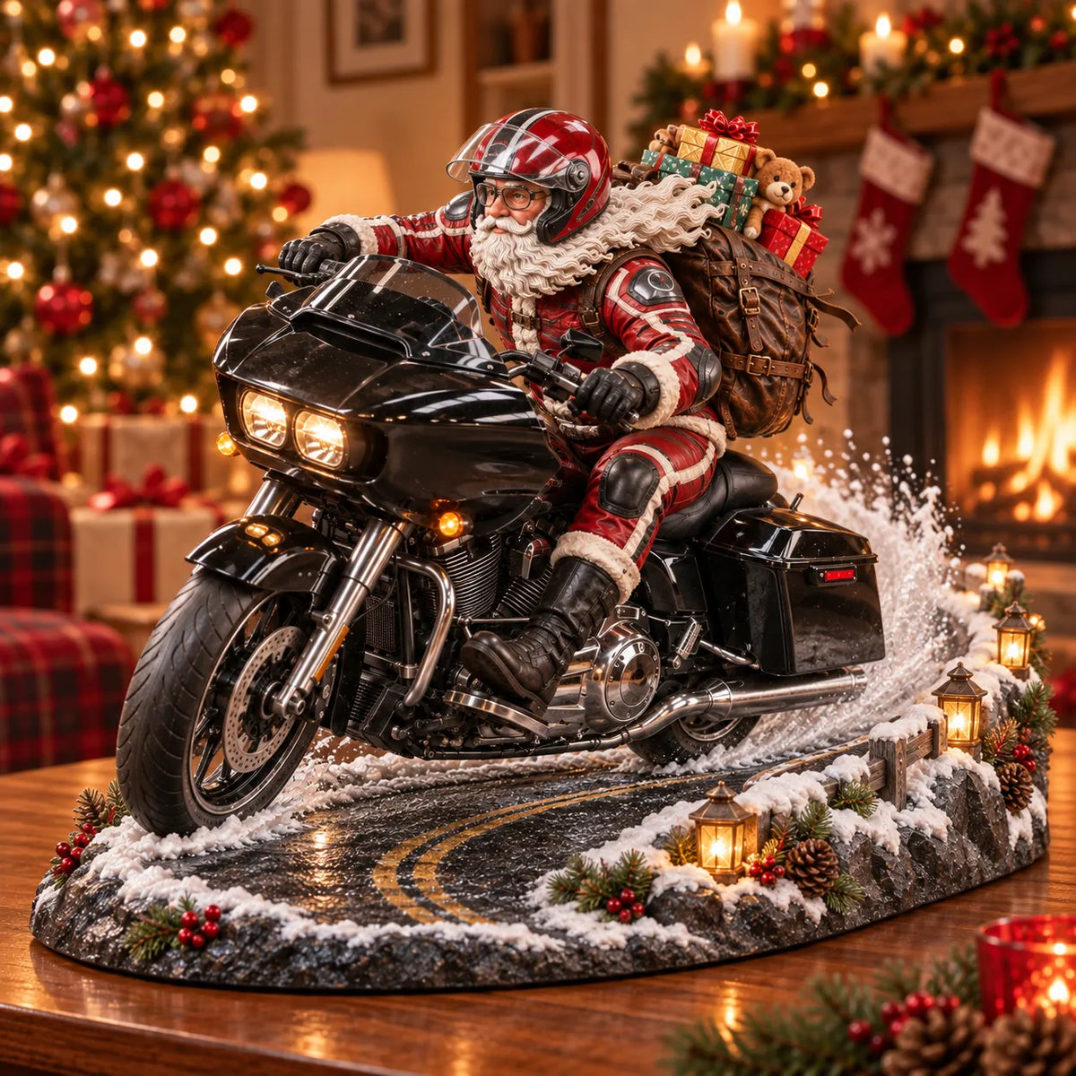 Festive Santa Rider motorcycle Christmas keepsake