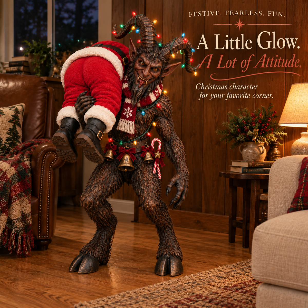 😈 No Santa, No Christmas! – Lighted Krampus Porch Decor 🎄