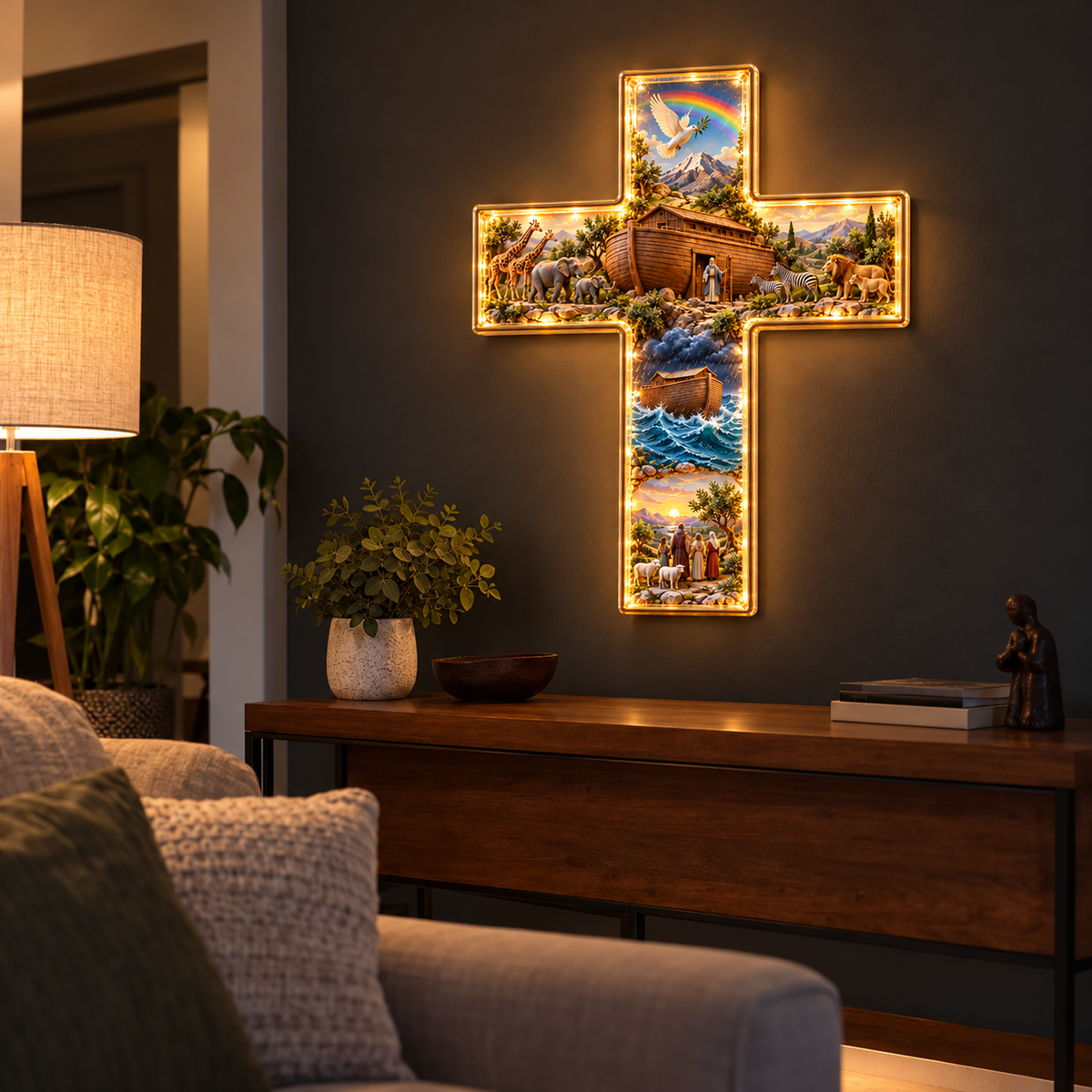 ✝️Noah’s Ark Lighted Story Cross – A Beautiful Reminder of Faith & Hope