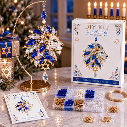 🧘Relaxing & Beginner-Friendly —💙Hanukkah Crystal Beaded Ornament DIY Kit✨