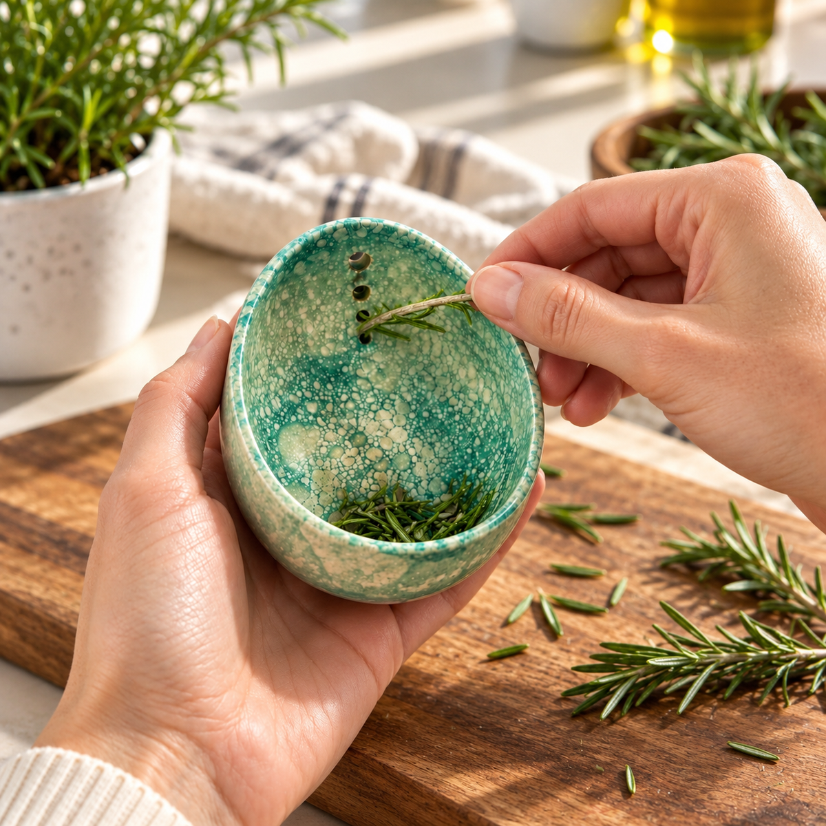 🌿100% Handmade from natural porcelain clay-🎁Pottery Herb Stripper