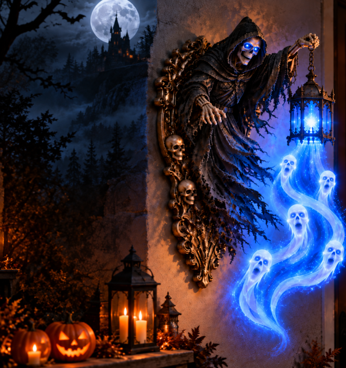 👻Soul Harvester Haunted Lantern Wall Decor-✅Easy to assemble ✅Sturdiness