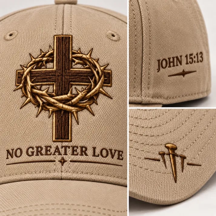 ✝️John 15:13 “No Greater Love” Christian Cap✨Wear a Daily Reminder of Faith, Sacrifice, and the Love That Gave Everything.