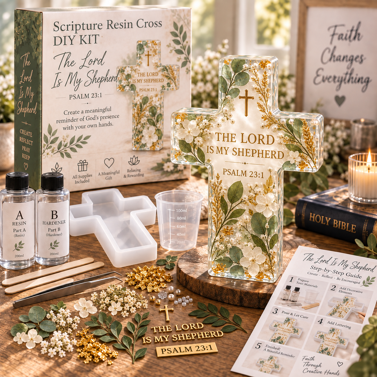 🔥😍Psalms of Hope & Strength – DIY Cross Craft Kit✝️